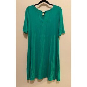 Chicos Dress Womens Teal Short Sleeve Rayon Blend Tunic Small Chicos Size 1